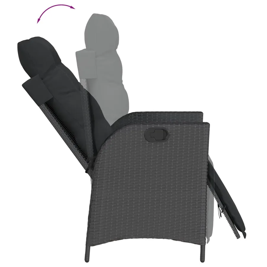 Ensemble à manger de jardin 9pcs coussins noir résine tressée - 5
