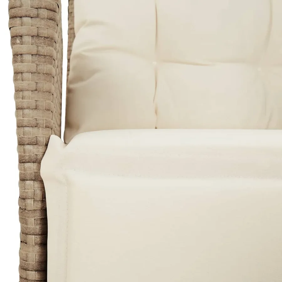 Ensemble à manger de jardin et coussins 3 pcs Beige poly rotin - 6