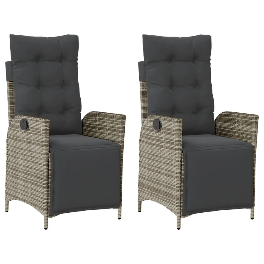 Chaises inclinables de jardin lot de 2 et repose-pied rotin - 2