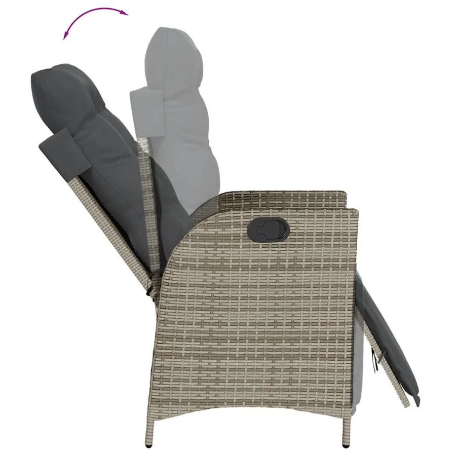 Chaises inclinables de jardin lot de 2 et repose-pied rotin - 8
