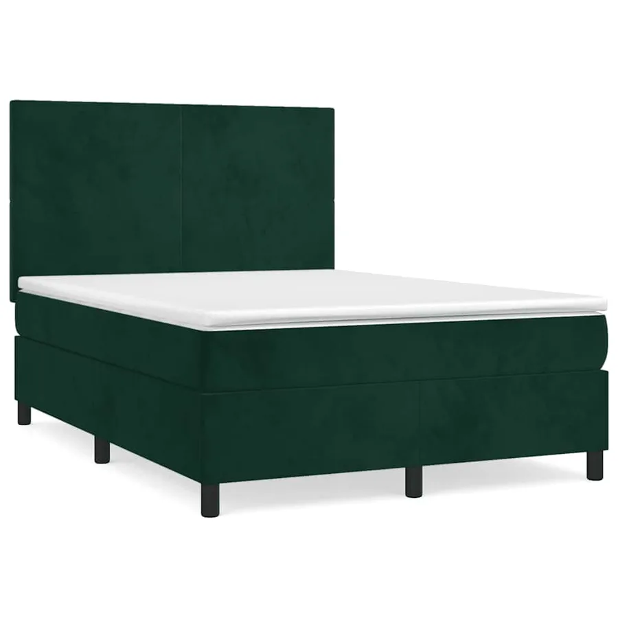 Sommier à lattes de lit et matelas Vert foncé 140x190cm Velours - 2