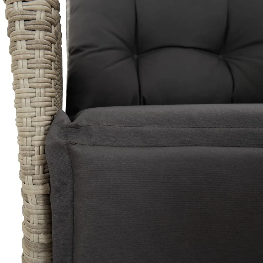 Ensemble à manger de jardin 3pcs coussins gris clair poly rotin - 6