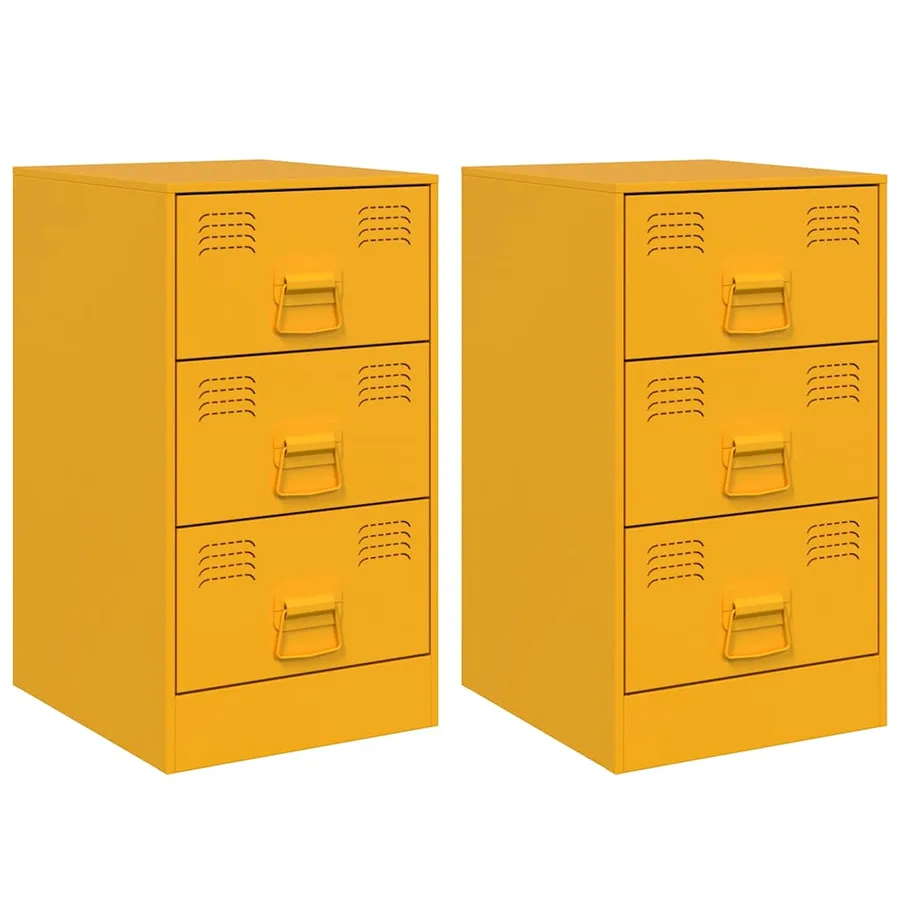 Tables de chevet 2 pcs jaune moutarde 34,5x39x62 cm acier - 2