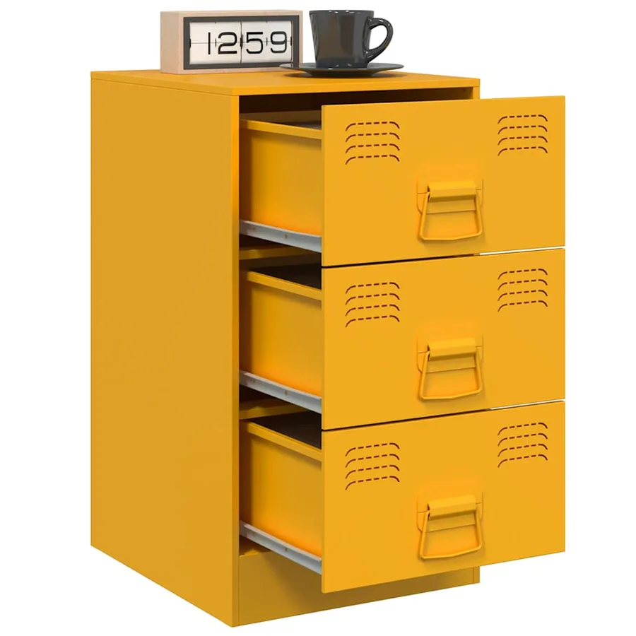 Tables de chevet 2 pcs jaune moutarde 34,5x39x62 cm acier - 4