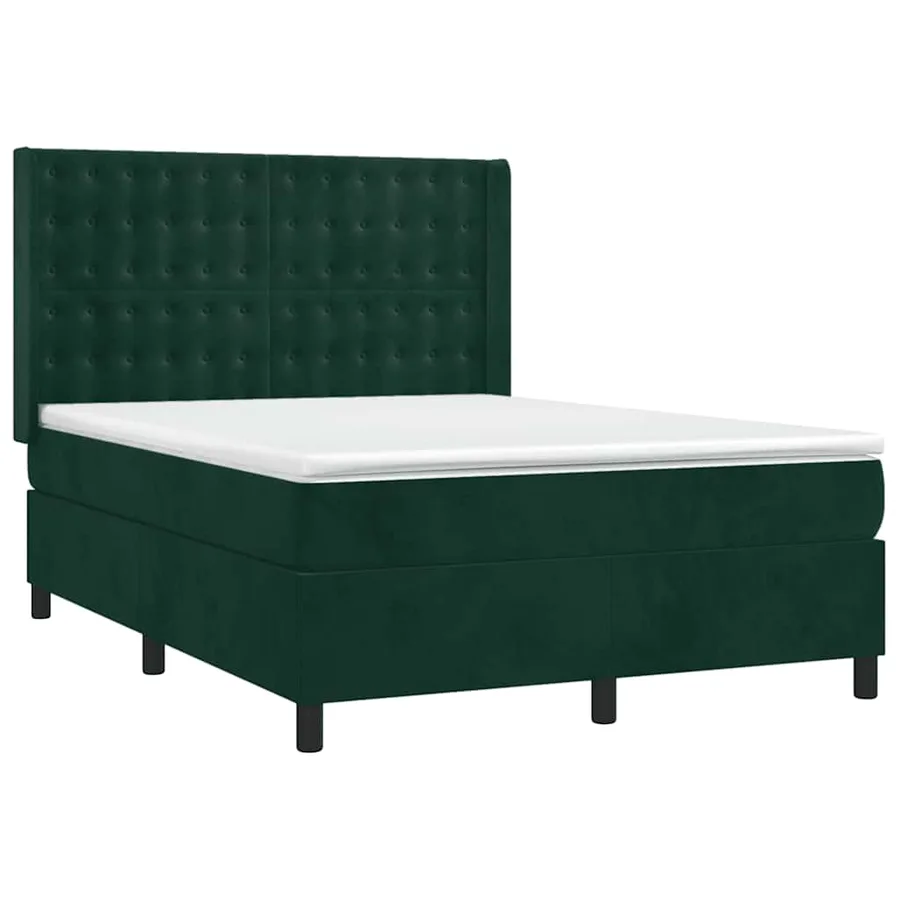 Sommier à lattes de lit matelas et LED Vert foncé 140x200 cm - 4