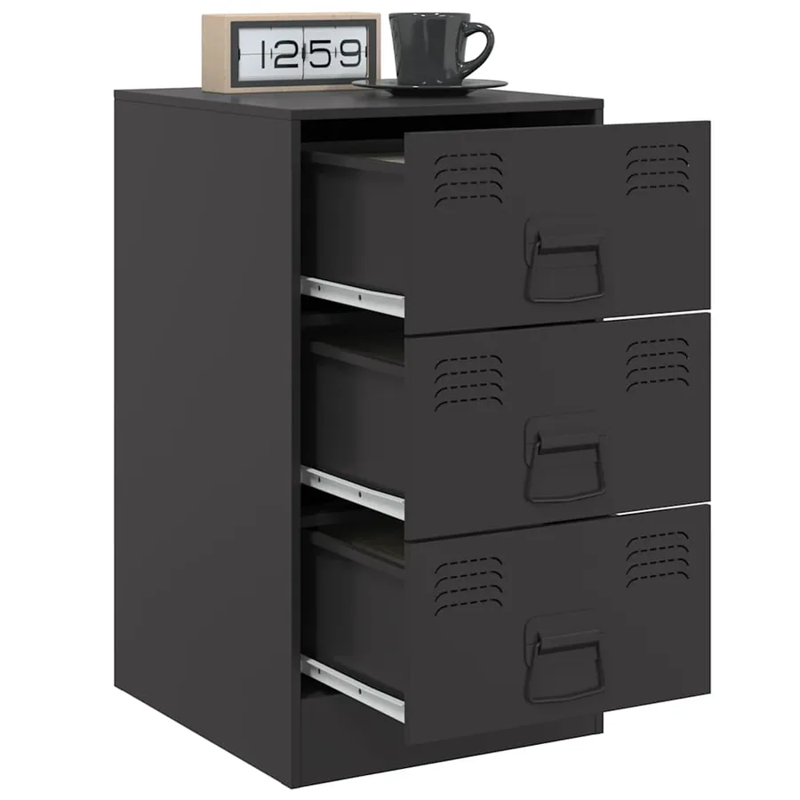 Table de chevet noir 34,5x39x62 cm acier - 5