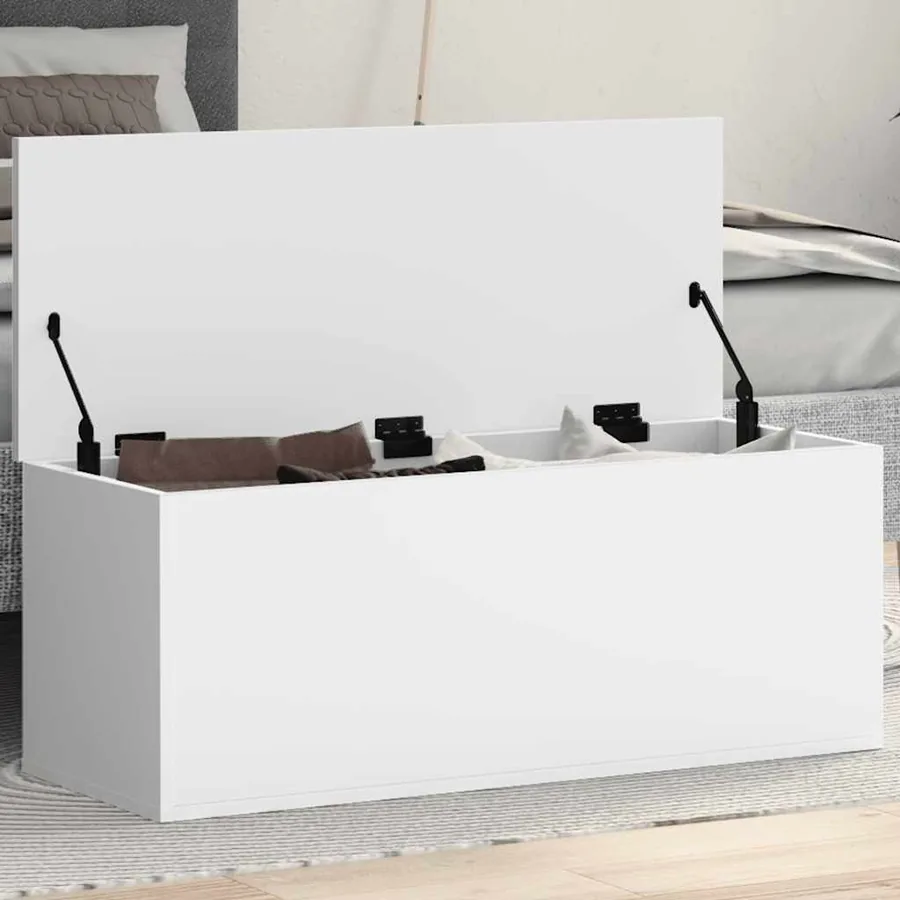Boîte de rangement blanc 90x35x35 cm bois d'ingénierie