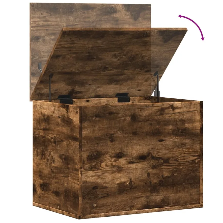 Boîte de rangement chêne fumé 60x42x46 cm bois d'ingénierie - 8