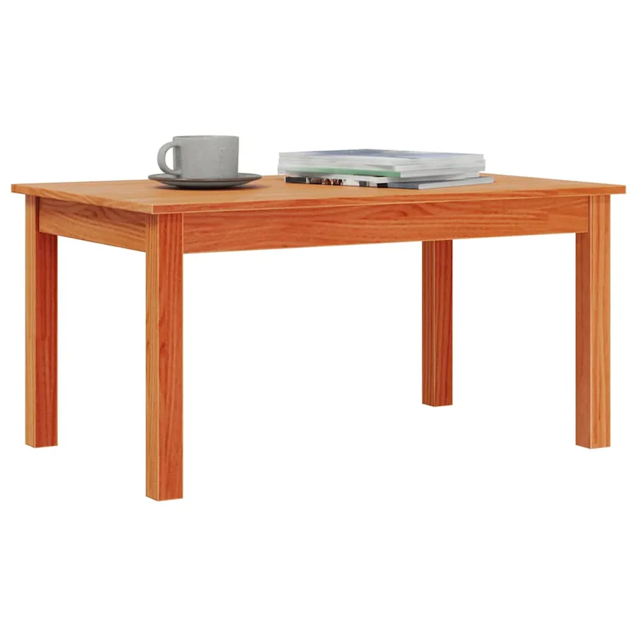 Table basse cire marron 80x50x40 cm bois massif de pin - 4