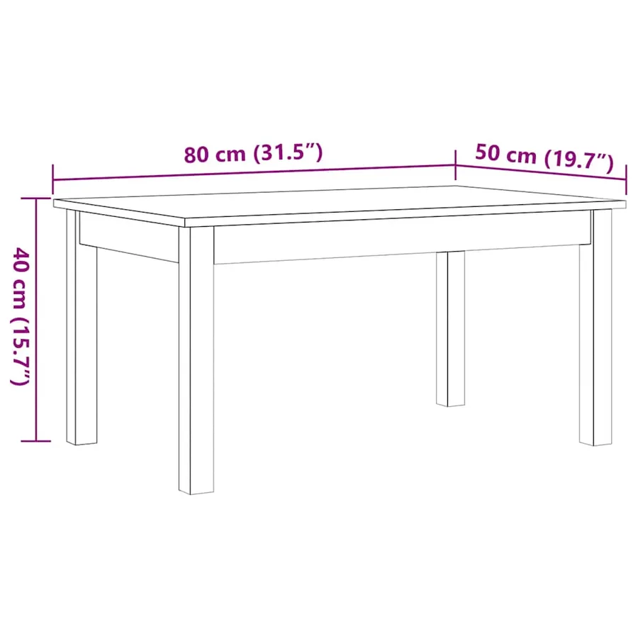 Table basse cire marron 80x50x40 cm bois massif de pin - 9