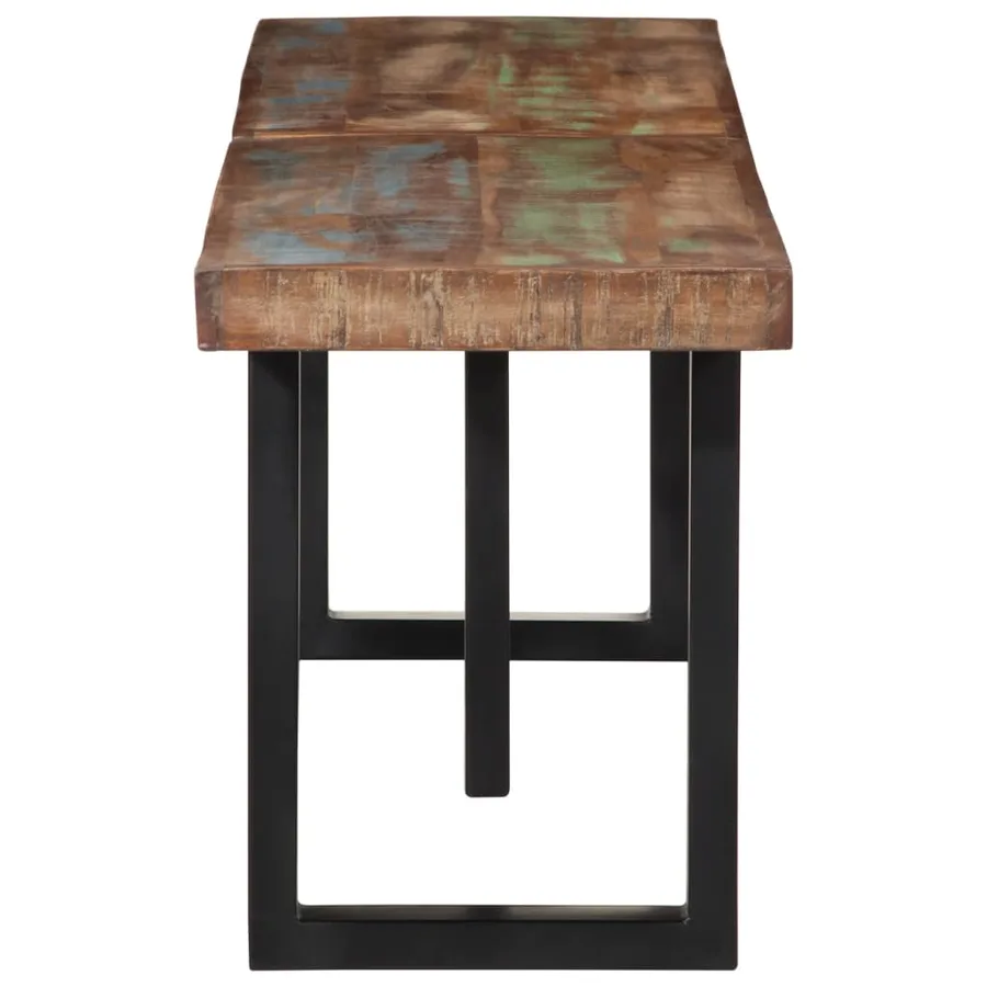 Banc 160 cm bois de récupération massif et acier - 3