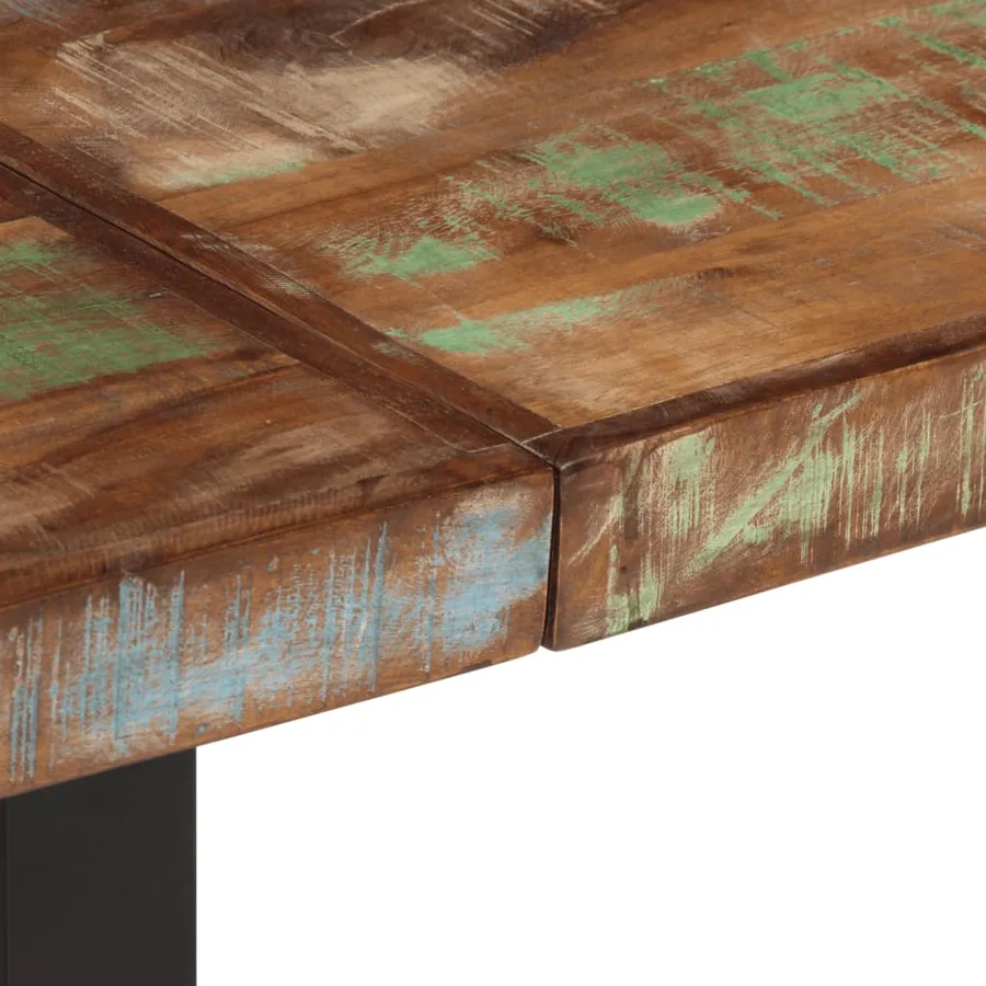 Banc 160 cm bois de récupération massif et acier - 6