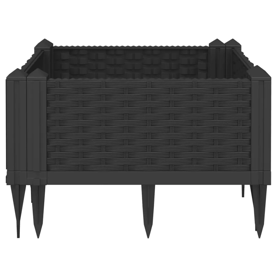 Jardinière avec piquets noir 42,5x42,5x28,5 cm PP - 4