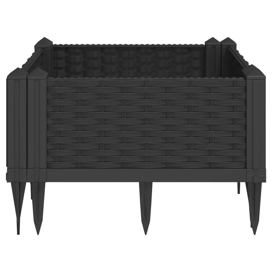 Jardinière avec piquets noir 42,5x42,5x28,5 cm PP - 5