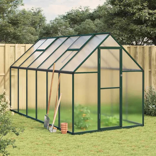 Serre avec cadre de base vert 334x169x195 cm aluminium