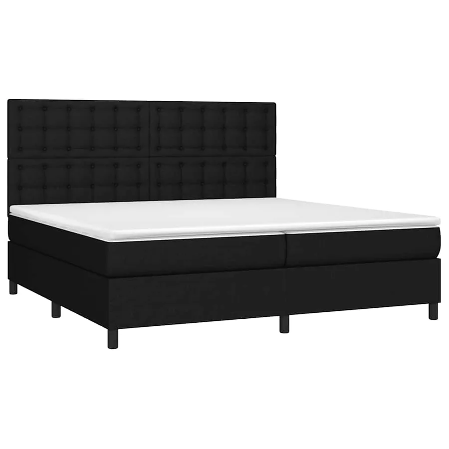 Sommier à lattes de lit et matelas et LED Noir 200x200 cm Tissu - 3
