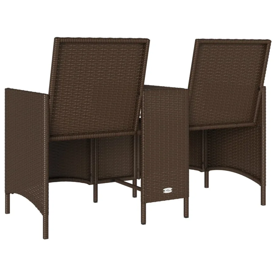 Canapé de jardin 2 places avec table et coussins résine tressée - 6
