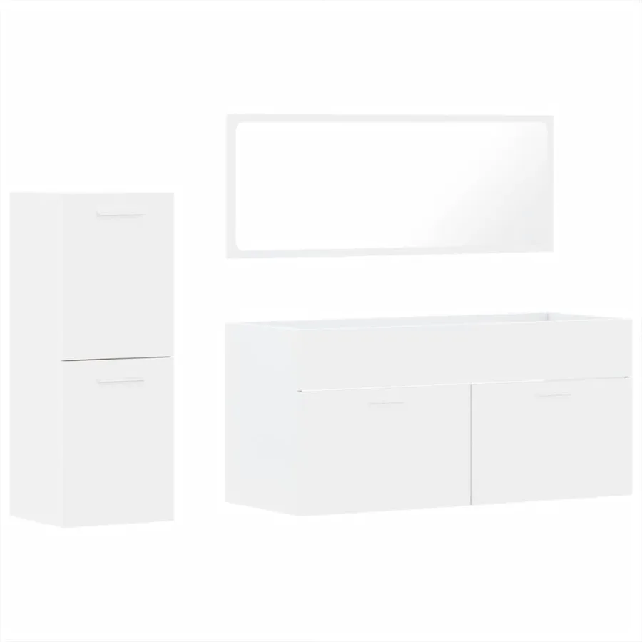 Ensemble de meubles salle de bain 3 pcs blanc bois d'ingénierie - 2