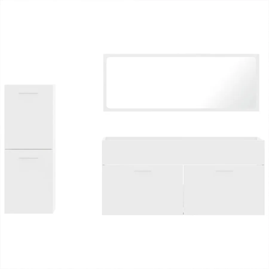 Ensemble de meubles salle de bain 3 pcs blanc bois d'ingénierie - 5