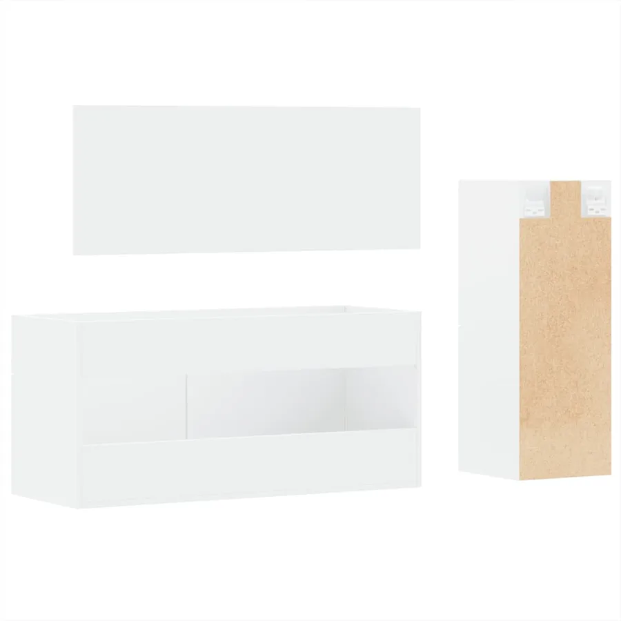 Ensemble de meubles salle de bain 3 pcs blanc bois d'ingénierie - 7