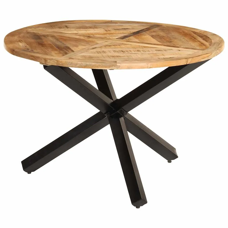 Table à manger Ø110x75 cm bois massif de manguier brut - 9