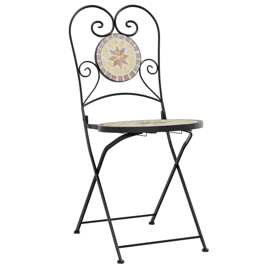 Chaises de bistro pliables lot de 2 terre cuite blanc céramique - 4