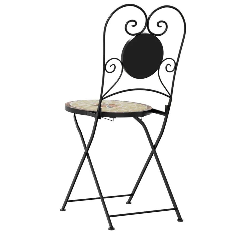 Chaises de bistro pliables lot de 2 terre cuite blanc céramique - 7