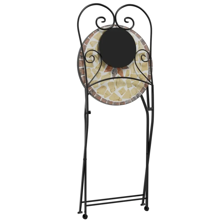 Chaises de bistro pliables lot de 2 terre cuite blanc céramique - 8