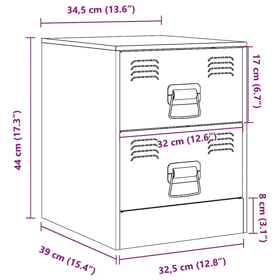 Tables de chevet 2 pcs blanc 34,5x39x44 cm acier - 13