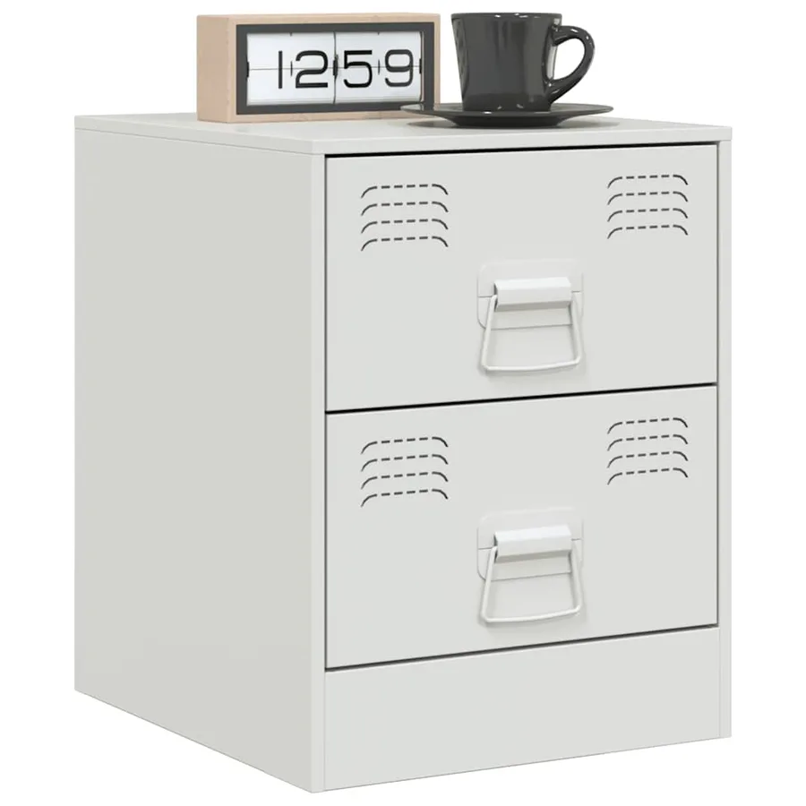 Tables de chevet 2 pcs blanc 34,5x39x44 cm acier - 3