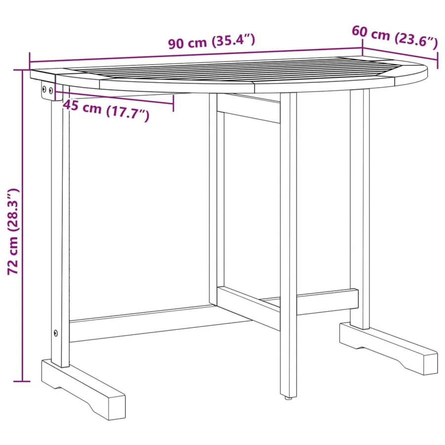 Table pliable de balcon 90x60x72 cm bois d'acacia solide - 10