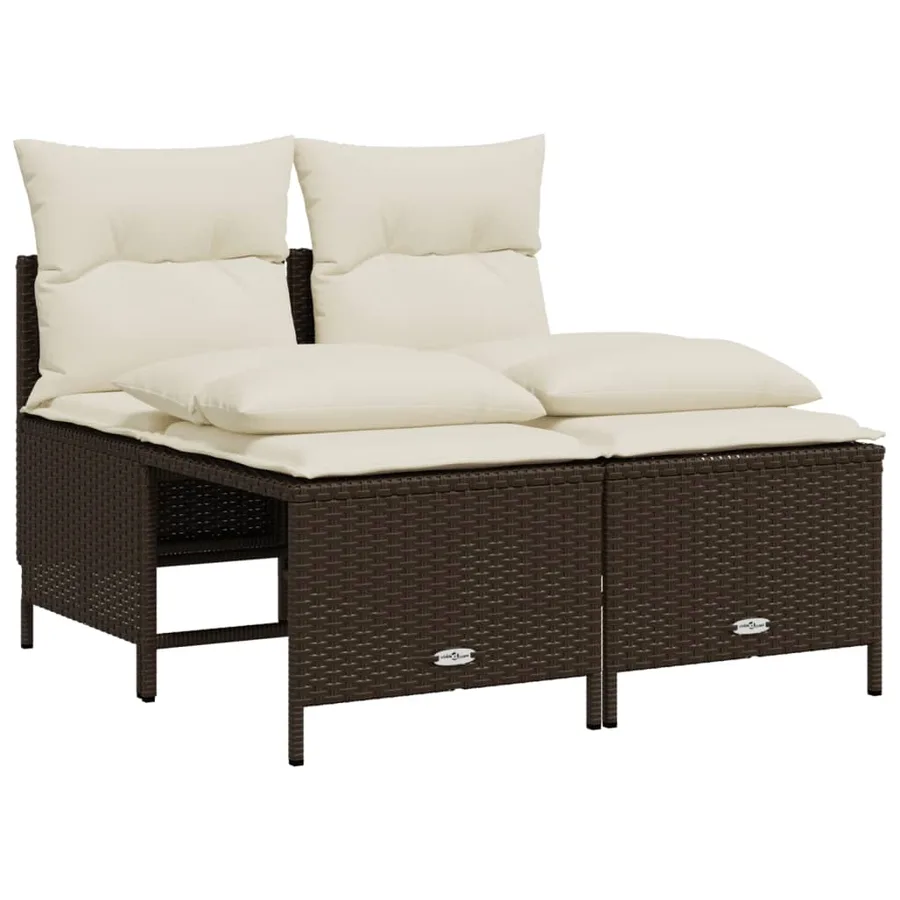 Salon de jardin avec coussins 5 pcs marron résine tressée - 4