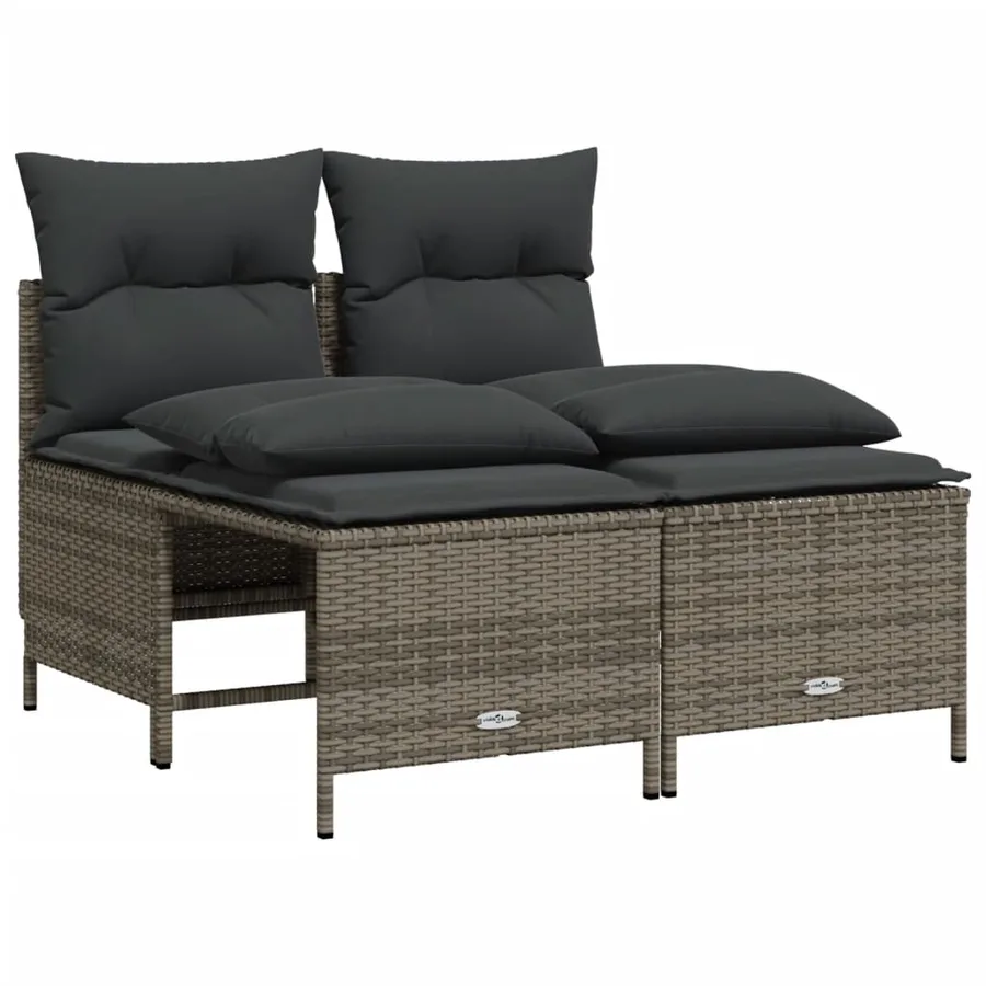 Salon de jardin 5 pcs avec coussins gris résine tressée - 4