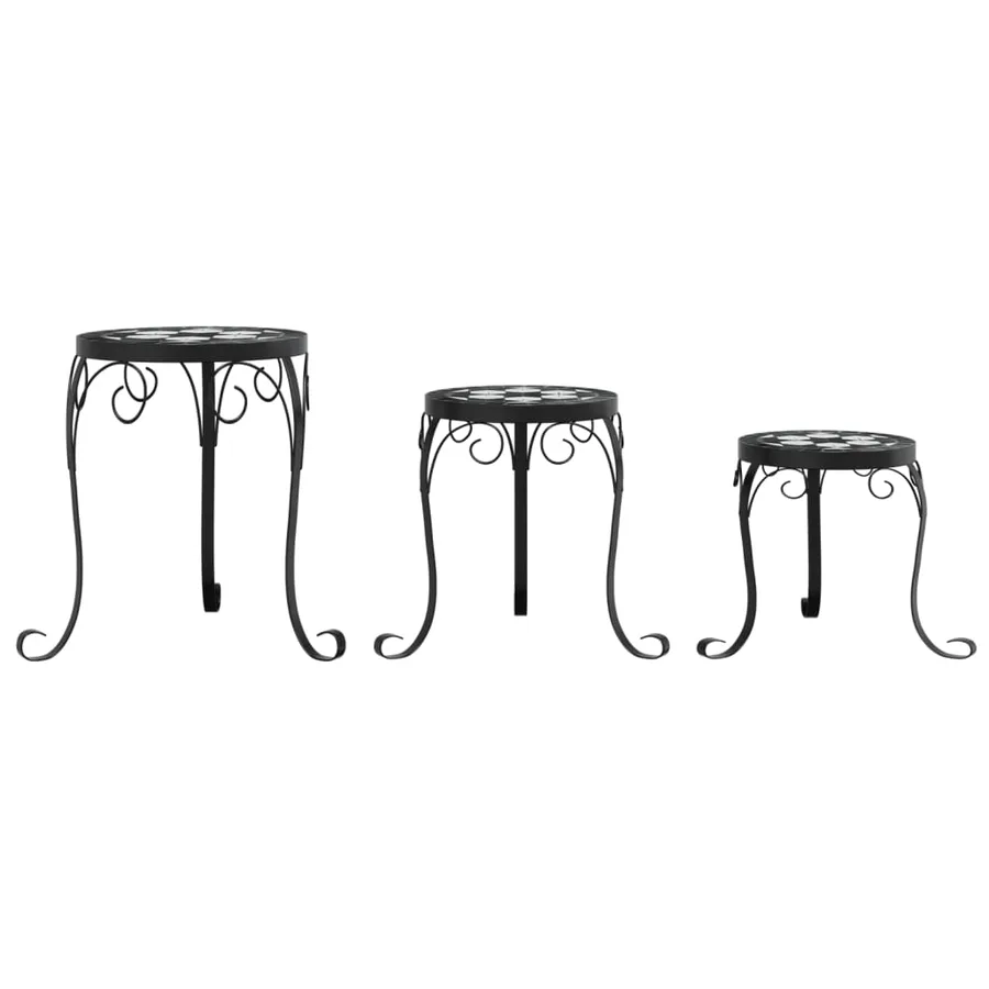 Supports pour plantes 3 pcs noir et blanc céramique - 4