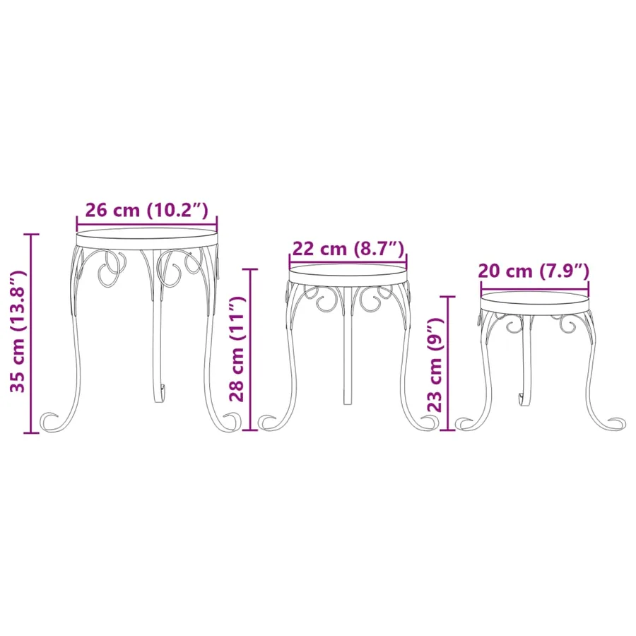 Supports pour plantes 3 pcs noir et blanc céramique - 9