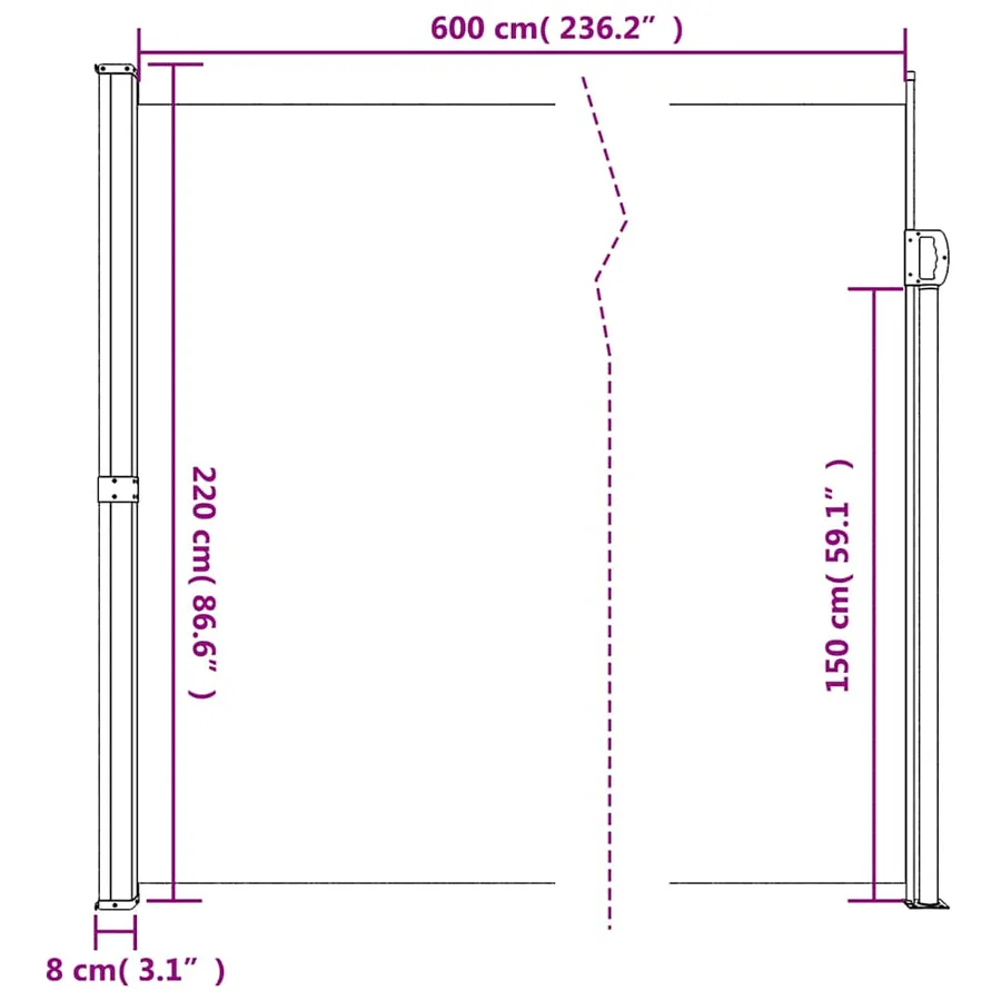Auvent latéral rétractable blanc 220x600 cm - 10