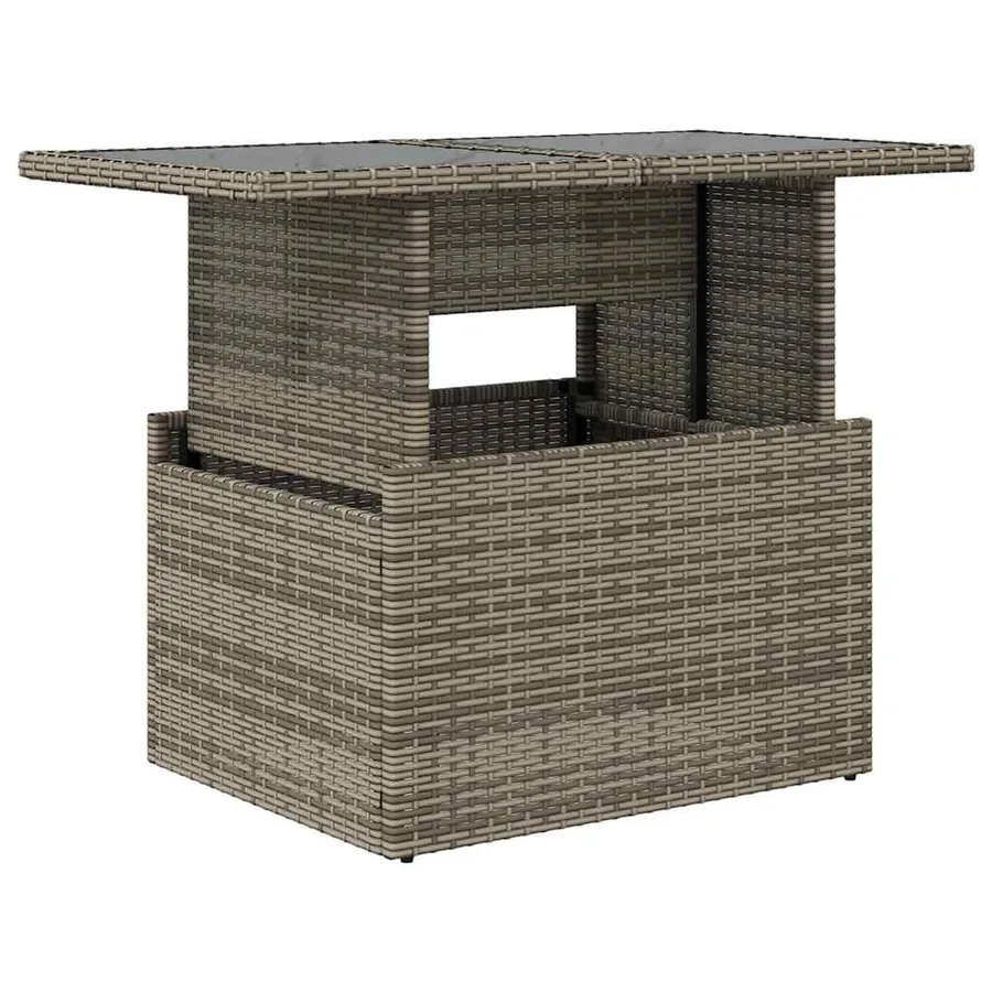 Table de jardin dessus en verre gris 100x55x73cm résine tressée - 2