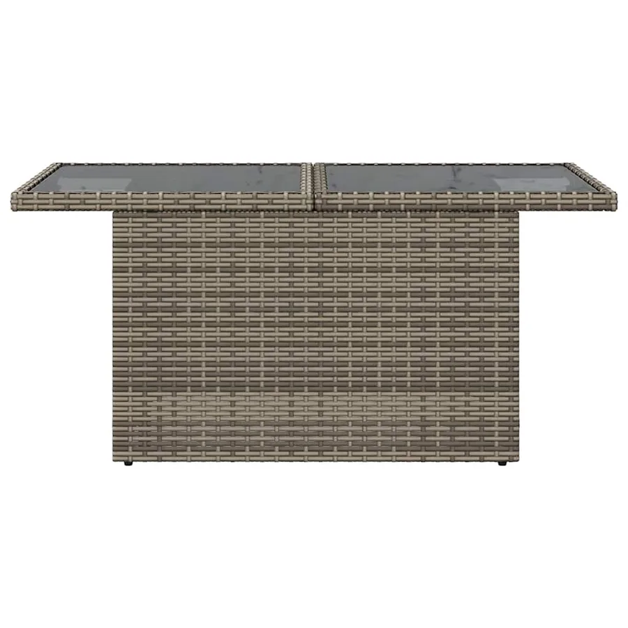 Table de jardin dessus en verre gris 100x55x73cm résine tressée - 5