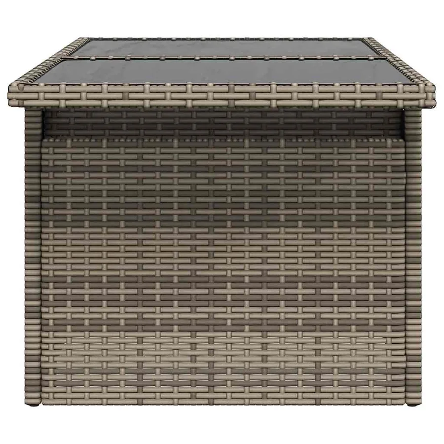 Table de jardin dessus en verre gris 100x55x73cm résine tressée - 6