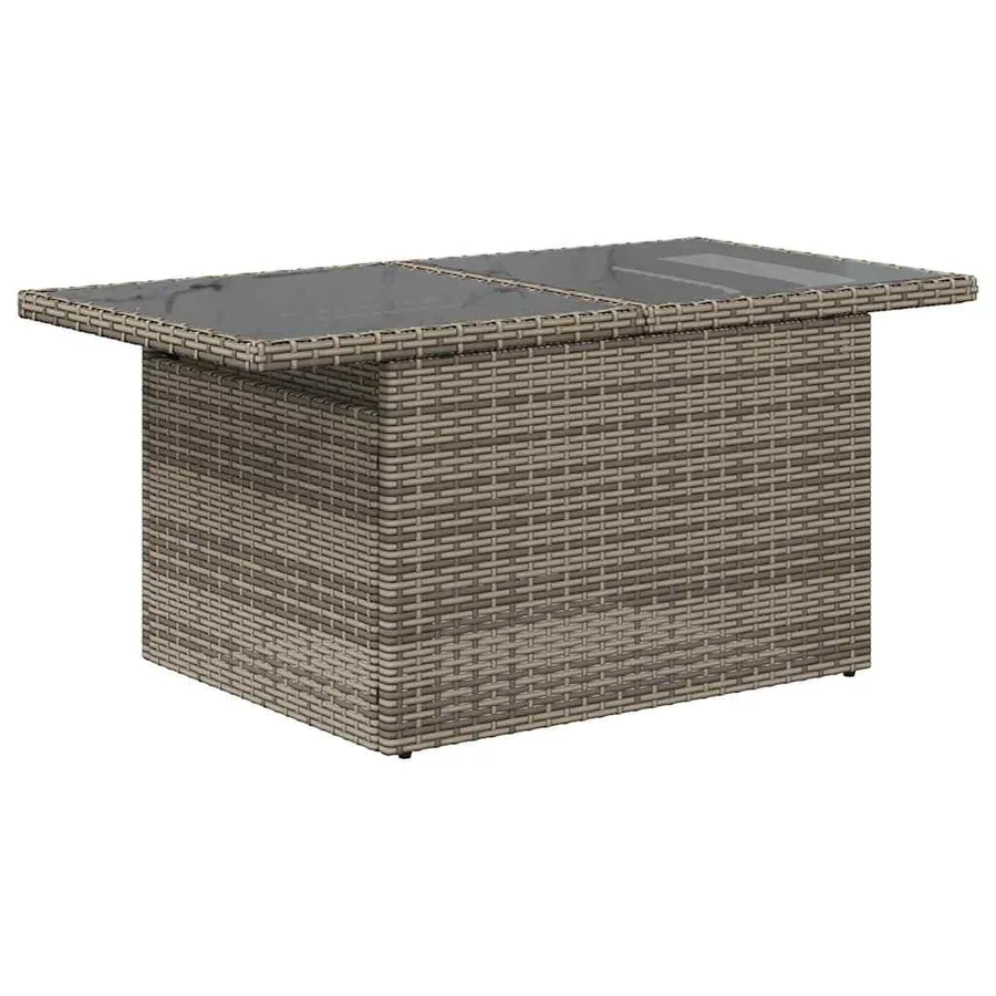 Table de jardin dessus en verre gris 100x55x73cm résine tressée - 7