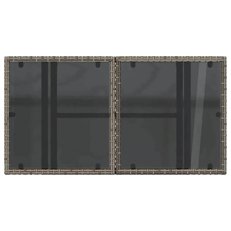 Table de jardin dessus en verre gris 100x55x73cm résine tressée - 9