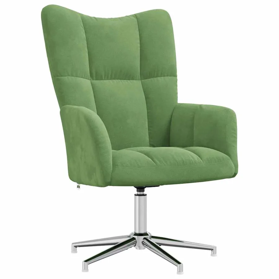 Chaise de relaxation avec tabouret Vert clair Velours - 6