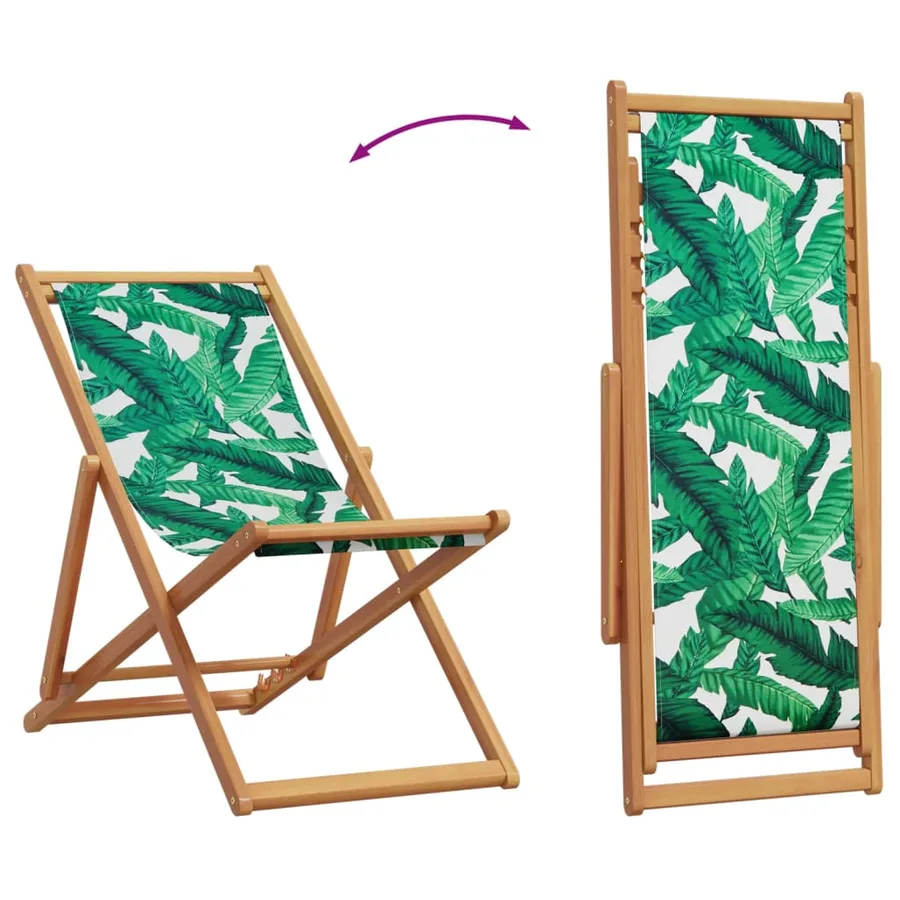 Chaises de plage pliantes lot de 2 tissu et bois massif - 7