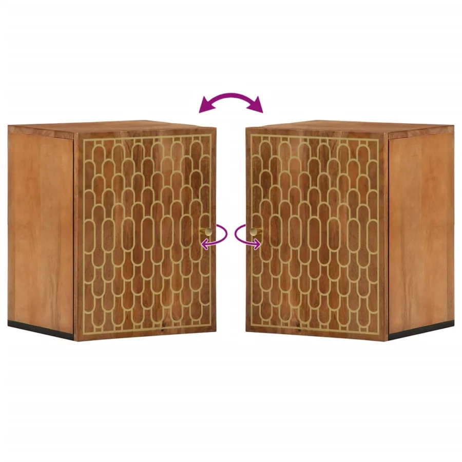 Armoire de salle de bain murale 38x33x48cm bois massif manguier - 6
