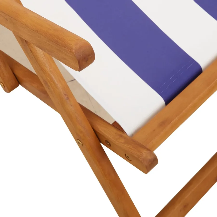 Chaise de plage pliable bleu et blanc bois d'eucalyptus/tissu - 10