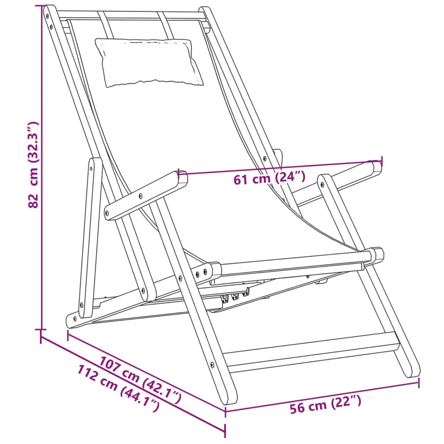 Chaise de plage pliable bleu et blanc bois d'eucalyptus/tissu - 11