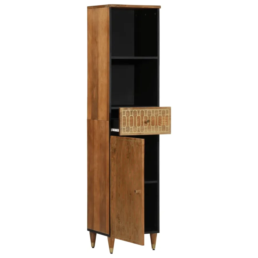 Armoire de salle de bain 38x33x160 cm bois massif de manguier - 3