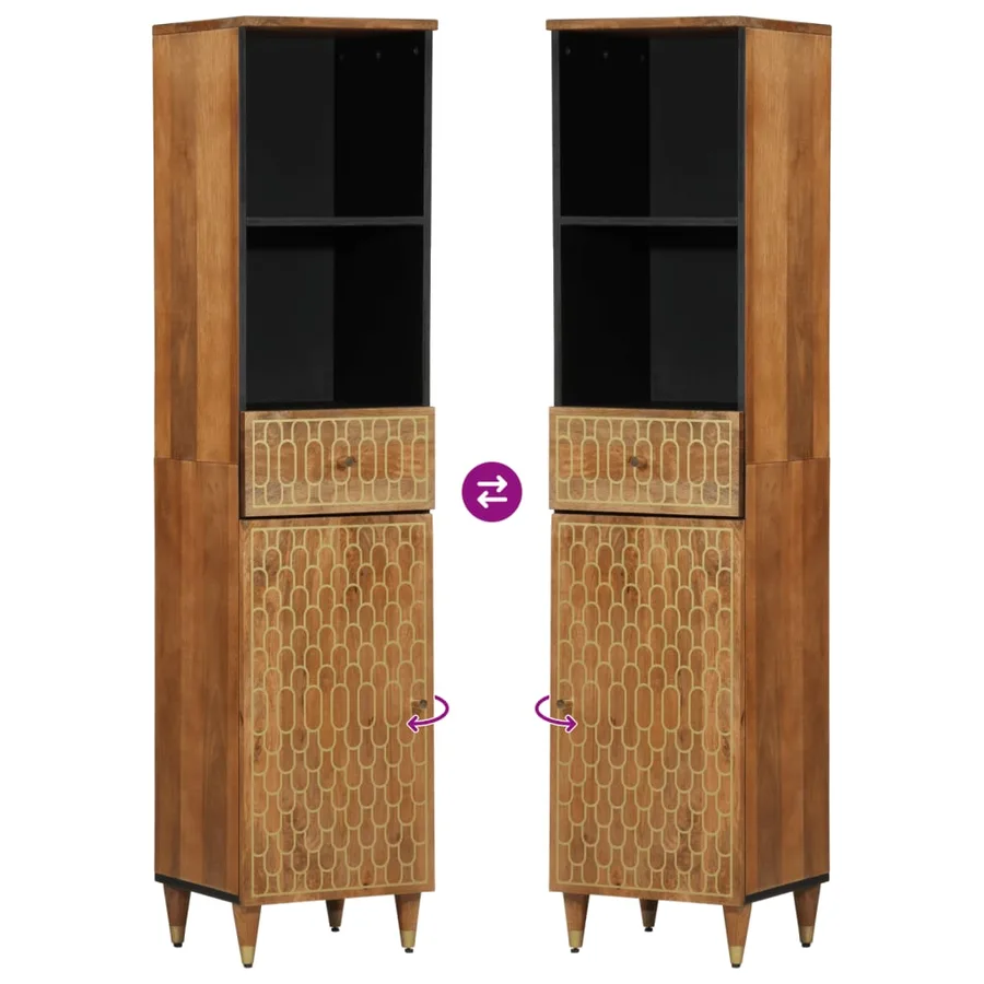 Armoire de salle de bain 38x33x160 cm bois massif de manguier - 6