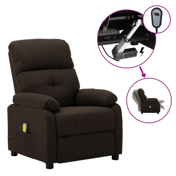 Fauteuil électrique de massage marron foncé tissu