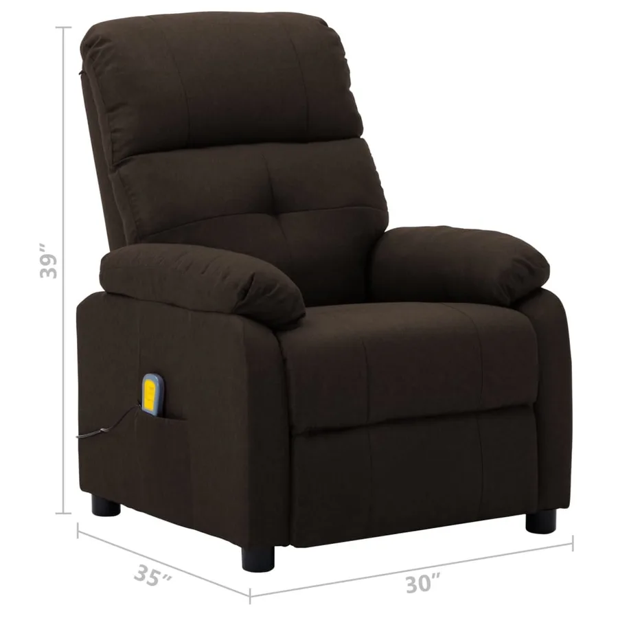 Fauteuil électrique de massage marron foncé tissu - 12